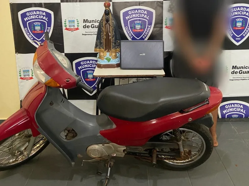 GM recupera imagem de Nossa Senhora e moto furtada em Guaíra e detém homem