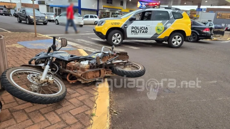 Acidente em rotatória de Marechal Rondon deixa homem ferido