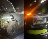 Acidente entre ônibus e Gol deixa jovem ferida na PR-496, em Terra Roxa