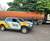 Carreta carregada com fertilizantes é tomada de assalto na BR-163 entre Mercedes e Bela Vista - Guaíra