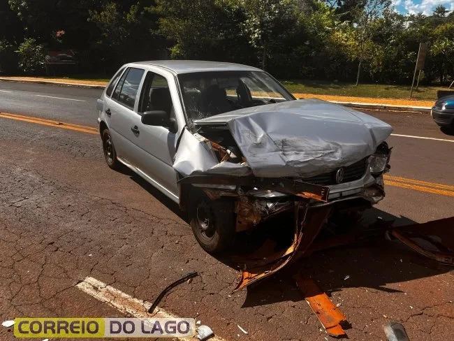 Casal e criança são levados ao hospital após acidente em Santa Helena
