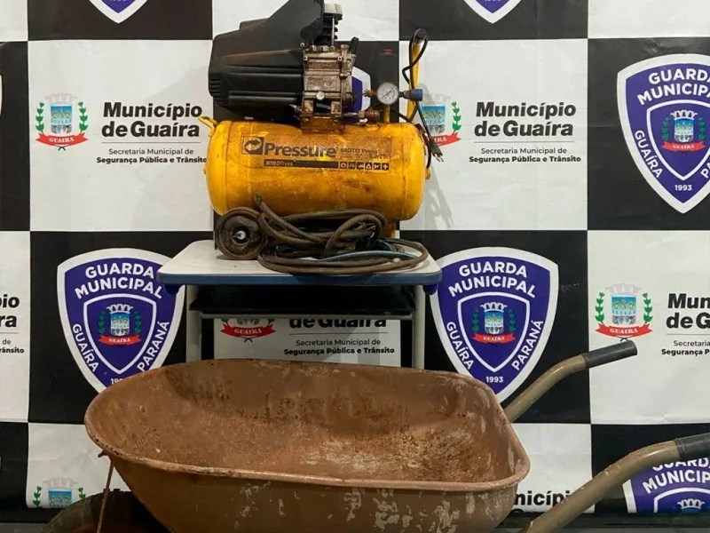 Mulher é detida por furto de cariola e compressor de ar, em Guaíra