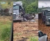 Acidente envolve duas carretas na BR-163 em Mundo Novo