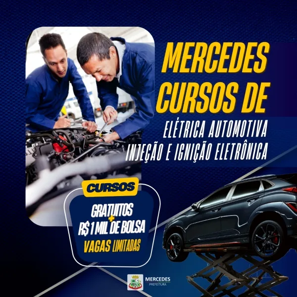 Mercedes abre inscrições de cursos gratuitos de Mecânica e Injeção Eletrônica com auxílio de R$ 1 mil