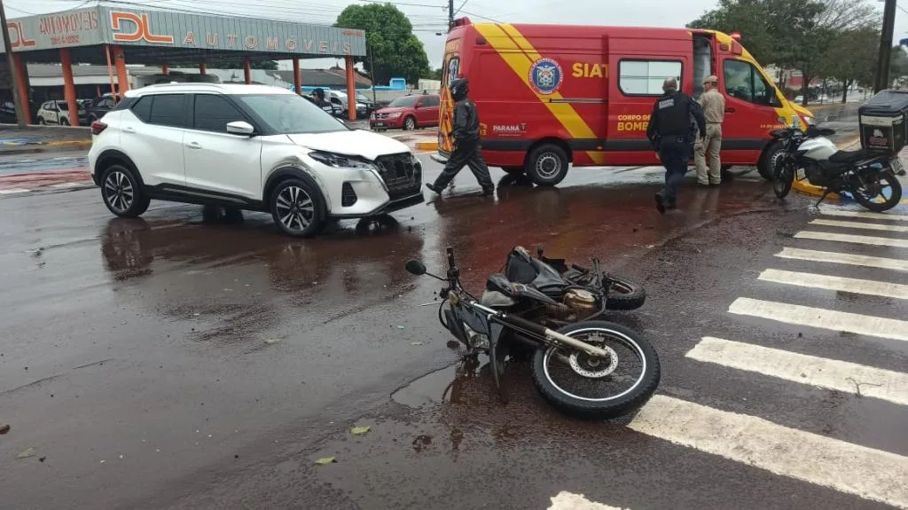 Dois acidentes entre moto e carro são registrados em curto intervalo em Toledo