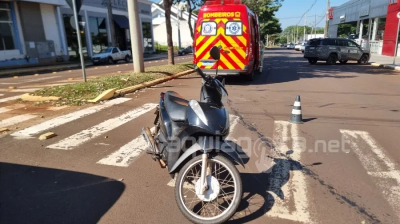 Jovem fica ferida em acidente no centro de Marechal Rondon