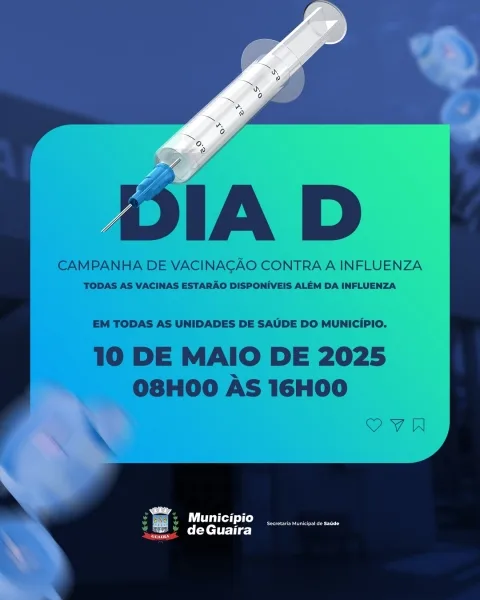 Dia D de vacinação acontece no sábado (10) em Guaíra