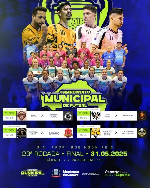 Finais do campeonato municipal de Futsal acontecem neste sábado em Guaíra