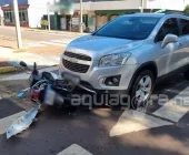 Mulher fica gravemente ferida após acidente no centro de Marechal Rondon