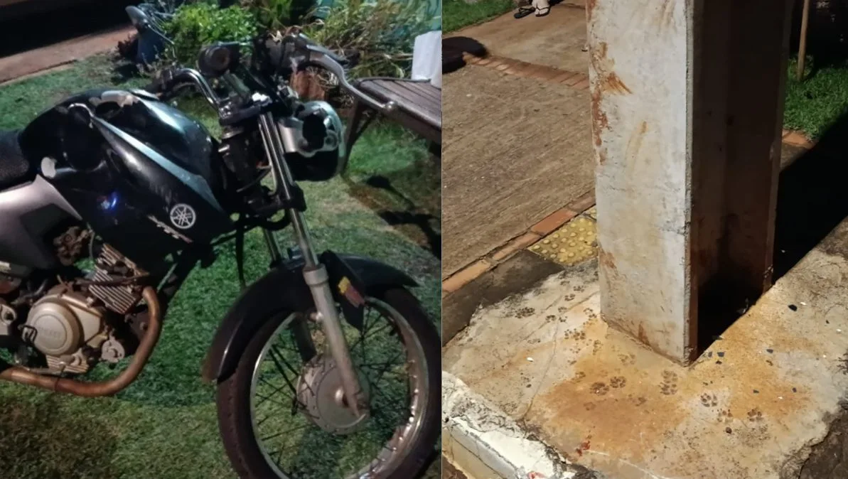 Motociclista fica gravemente ferido após bater contra poste em Toledo