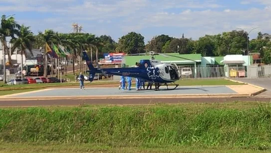 Mulher vítima de queimaduras graves em Guaíra é transferida de helicóptero para Toledo