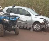Colisão entre quadriciclo e carro deixa homem ferido no interior de Marechal Rondon