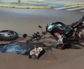 Moto tem roda arrancada e duas pessoas ficam feridas em acidente, em Marechal Rondon