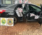 PF e BPFron apreendem veículo com carga de cigarros em Guaíra