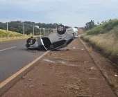 Soldado do Exército fica ferido em capotamento na BR-163, em Toledo