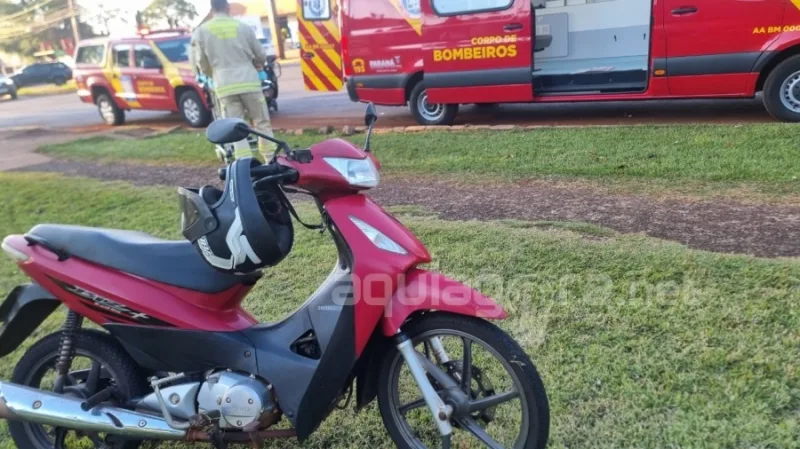 Motociclista resulta com suspeita de fratura após acidente em Marechal Rondon