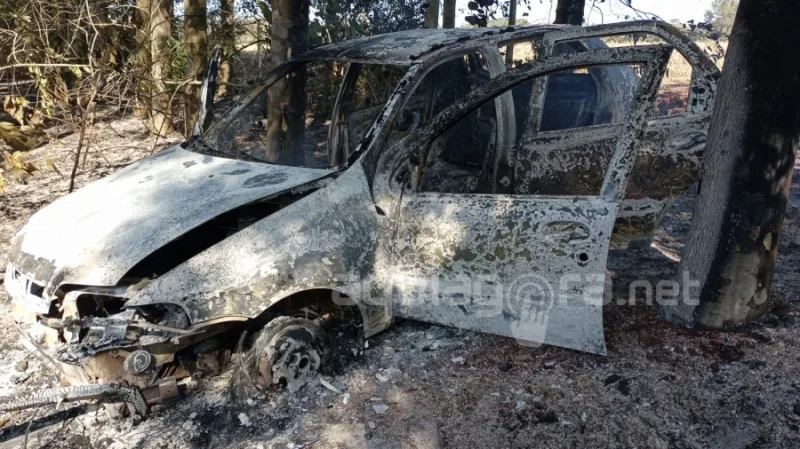 Veículo é encontrado abandonado e destruído por incêndio em Marechal Rondon