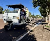 Mercedes inicia pintura de meios-fios e faixas em ruas
