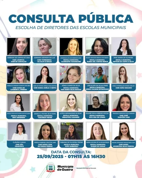 Escolha de novos diretores de escolas municipais de Guaíra acontecem na próxima semana