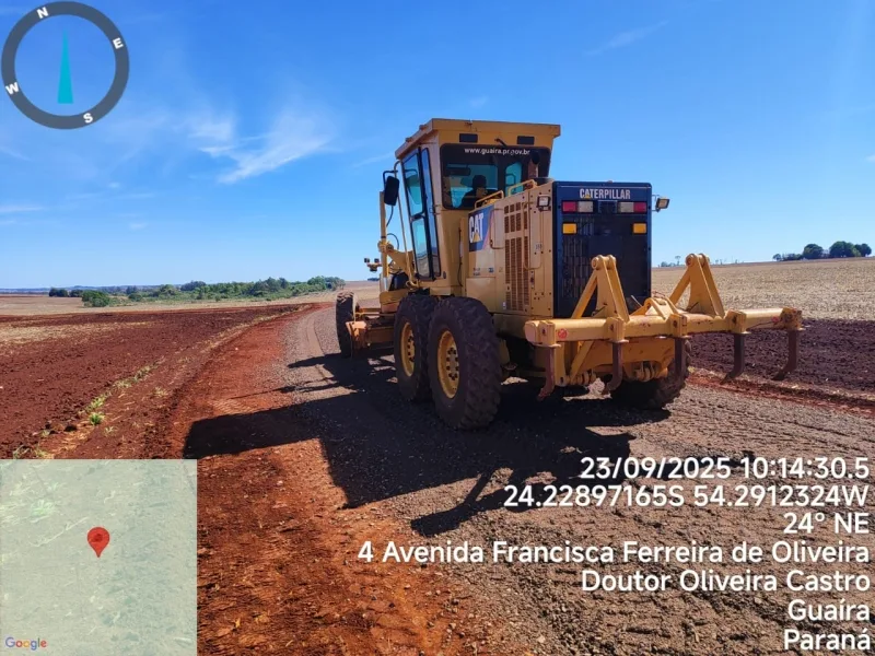 Prefeitura de Guaíra realiza melhorias nas estradas rurais da Comunidade de Água Branca
