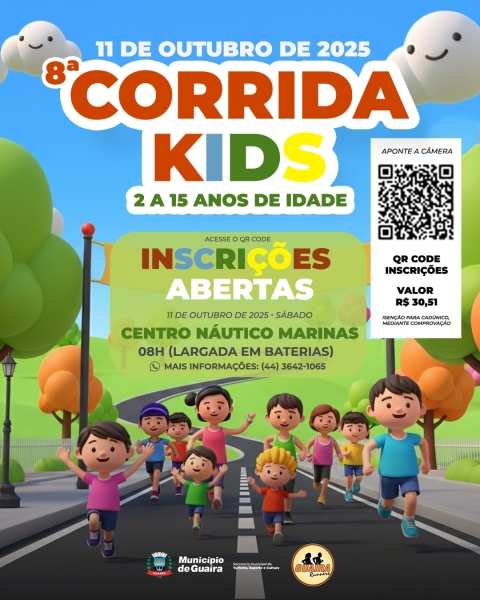 Últimas vagas! Dia das Crianças se comemora com esporte e diversão: inscreva já sua criança na 8ª Corrida Kids