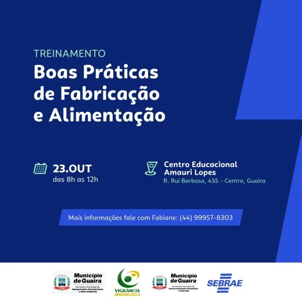 Município de Guaíra promove treinamento sobre Boas Práticas de Fabricação e Alimentação