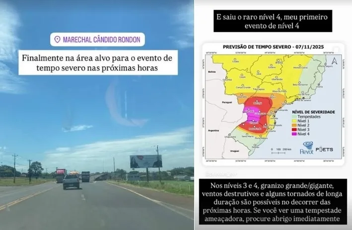 Caçador de tempestades está em Marechal Rondon para registrar fenômeno natural