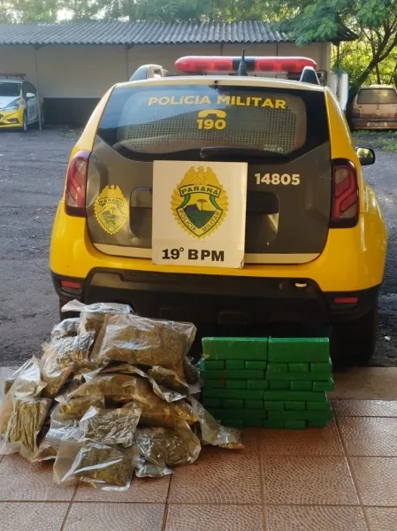 PM de Guaíra apreende fardos de maconha e murruga em Oliveira Castro