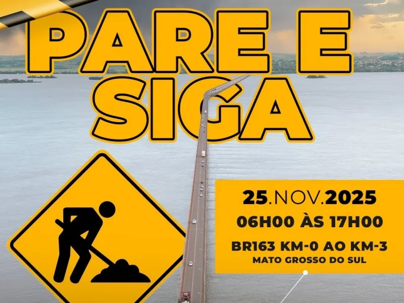Obras na BR-163 no MS provocarão Pare e Siga na Ponte Ayrton Senna nesta terça