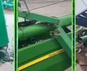 Vendaval derruba barracão em Entre Rios do Oeste; Granizo também foi registrado