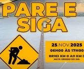 Obras na BR-163 no MS provocarão Pare e Siga na Ponte Ayrton Senna nesta terça