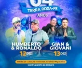 Terra Roxa celebra 64 anos com shows de Humberto & Ronaldo e Gian & Giovani nos dias 12 e 13