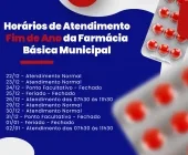 Município de Guaíra divulga horários da Farmácia Básica para o período de fim de ano