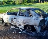 Carro é encontrado destruído pelo fogo em estrada rural entre Nova Santa Rosa e Mercedes
