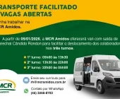 MCR Amidos disponibilizará transporte para colaboradores de Marechal Rondon até Mercedes