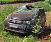 Mulher fica ferida em capotamento entre Marechal Rondon e Nova Santa Rosa