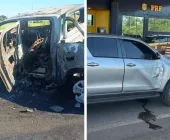 Duas Hilux são furtadas de oficina em Toledo; uma é incendiada e outra encontrada em Guaíra