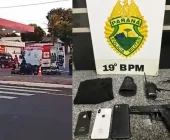 Motociclista fica ferido em acidente em Guaíra e PM localiza simulacro de arma com a vítima