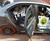 Carro com cigarros é apreendido após perseguição em Guaíra