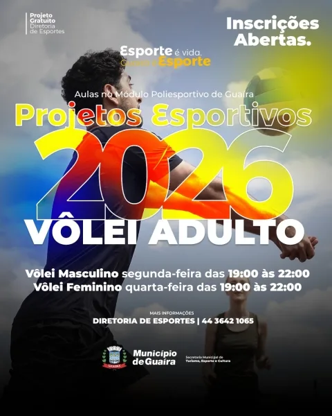 Guaíra abre inscrições para aulas de vôlei adulto masculino e feminino