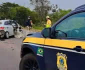 Fuga da PRF termina em acidente e apreensão de drogas na BR-163 em Mundo Novo