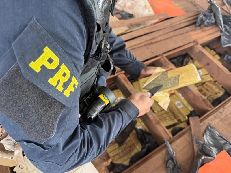 PRF apreende mais de meia tonelada de maconha em caminhão na BR-487