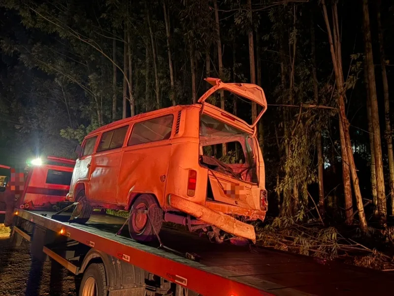 Kombi com trabalhadores capota após batida na BR-163 entre Mercedes e Guaíra