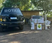 ROTAM apreende carro carregado com cigarros em Guaíra