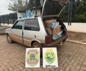 Dois carros com cigarros são apreendidos após perseguição no interior de Guaíra