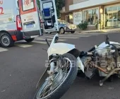 Colisão entre carro e moto deixa motociclista ferida no centro de Marechal Rondon