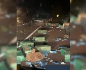 Van carregada com cigarros capota na BR-163 entre Mercedes e Marechal Rondon