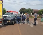 Colisão violenta entre utilitário e Uno deixa motorista ferido no anel viário de Marechal Rondon