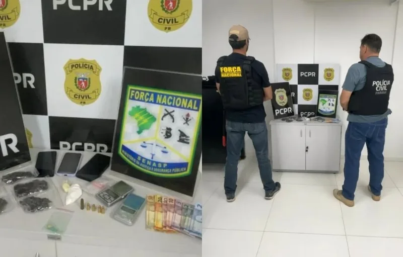 Homem é preso e adolescente apreendida com drogas e munições em Guaíra