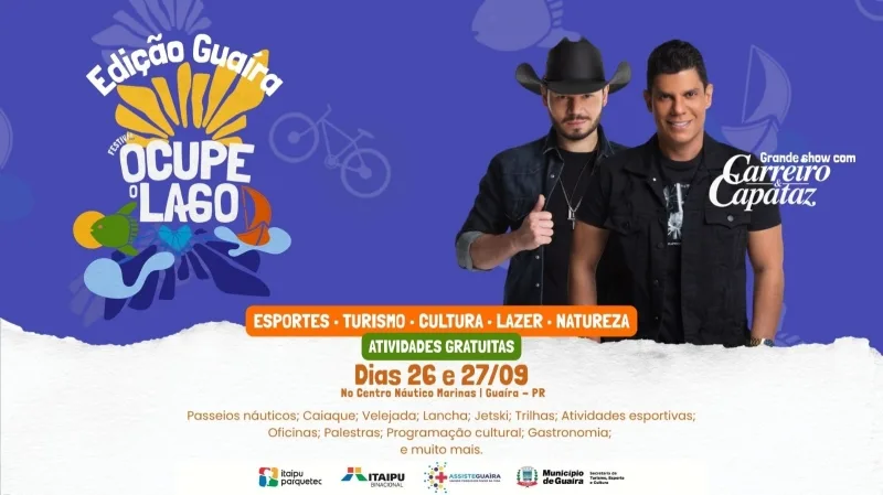 Guaíra recebe festival com pesca esportiva, atividades náuticas, gastronomia e música nos dias 26 e 27 de setembro